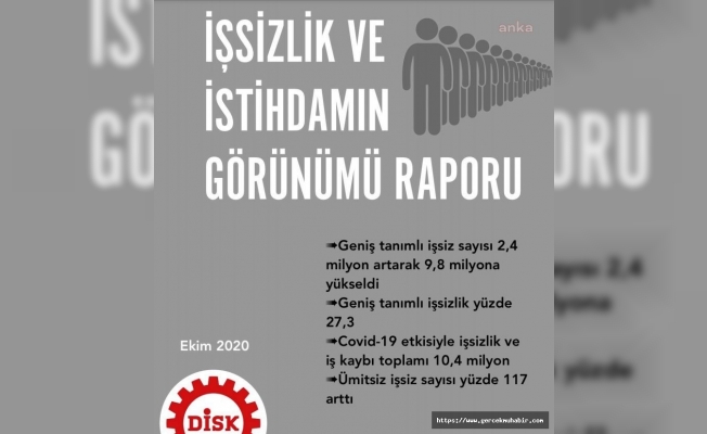 DİSK-AR: 10,4 milyon kişi işsiz