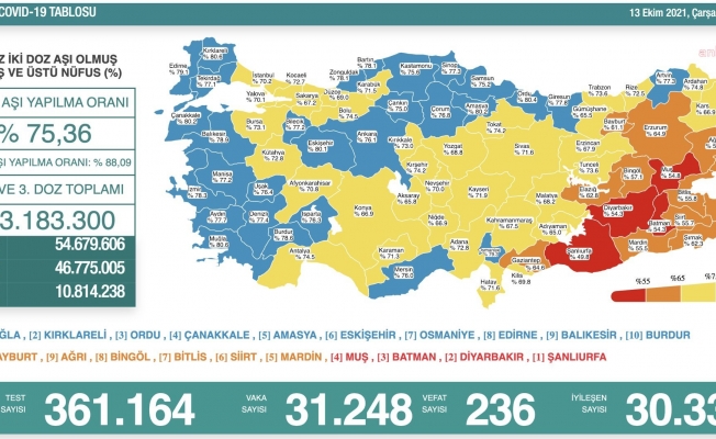 Koronavirüs nedeniyle 236 kişi daha yaşamını yitirdi