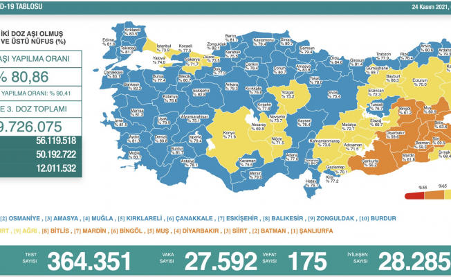 Koronavirüs nedeniyle 175 kişi daha yaşamını yitirdi