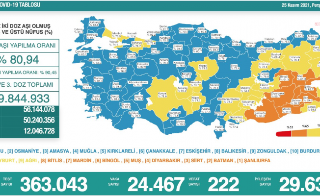 Koronavirüs nedeniyle 222 kişi daha yaşamını yitirdi