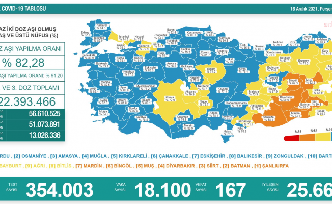 Koronavirüs nedeniyle 167 kişi daha yaşamını yitirdi