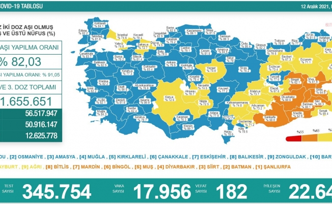 Koronavirüs nedeniyle 182 kişi daha yaşamını yitirdi