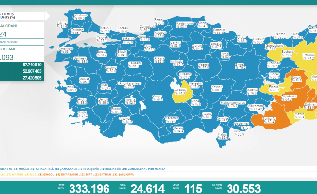 Koronavirüs nedeniyle 115 kişi daha yaşamını yitirdi