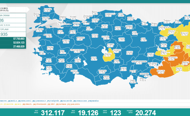 Koronavirüs nedeniyle 123 kişi daha yaşamını yitirdi