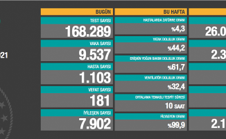 Türkiye'de koronavirüsten 181 kişi daha hayatını kaybetti